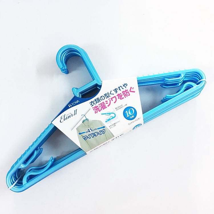 Set 10 móc phơi quần áo chất liệu nhựa cao cấp dài 41cm hàng Nhật Bản