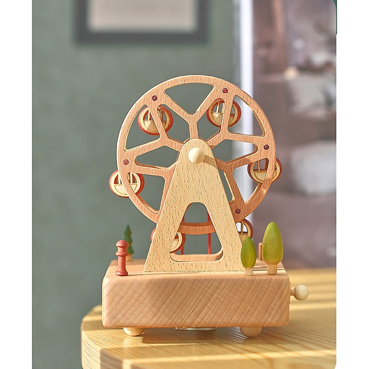 Hộp Nhạc Gỗ Vòng Xoay Ferris Music Box Trang Trí Quà Tặng