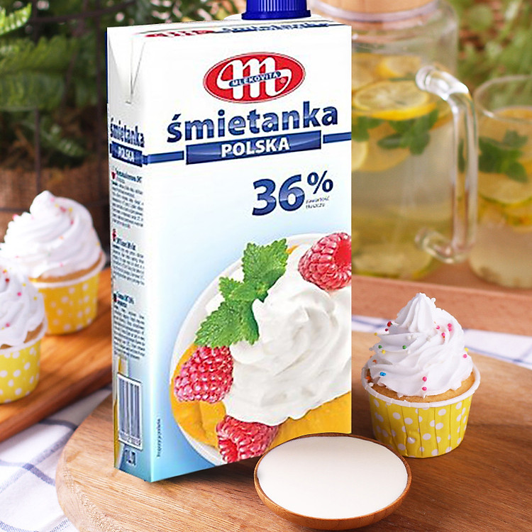 Kem Whipping Cream Tiệt Trùng 36% Mlekovita 1000ml – Whipping Cream UHT 36%