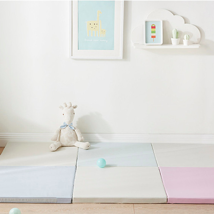 Thảm nằm chơi cho bé, đệm dày 4cm bảo vệ khi ngã, bọc da không thấm nước, đa chức năng