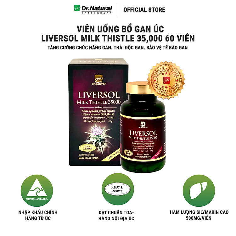 Viên Uống Bổ Gan Dr Natural Liversol Milk Thistle 35000 60 Viên | Giúp Bổ Gan, Phục Hồi Tế Bào Gan, Tăng Cường Chức Năng Gan - Hàng Chính Hãng