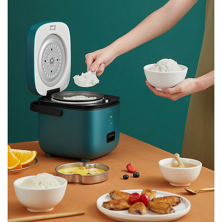 Nồi Cơm Điện Mini Đa Năng 1,2L (Nấu Cháo, Hầm, Chưng, Hấp, Luộc) Kèm muỗng cơm,cốc đong,khay hấp