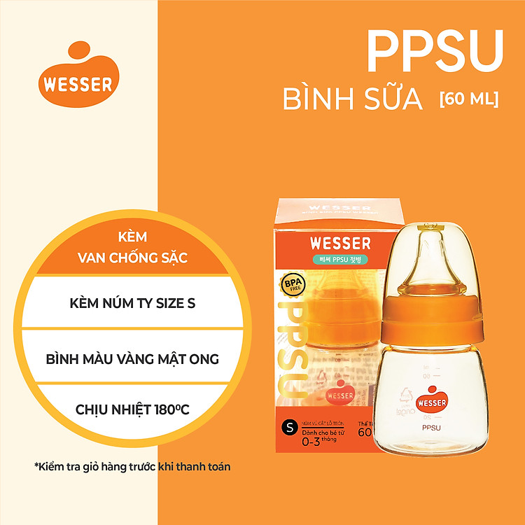 Mua Bình sữa PPSU Wesser 60ml Chính hãng Ưu đãi - Hình ảnh 4