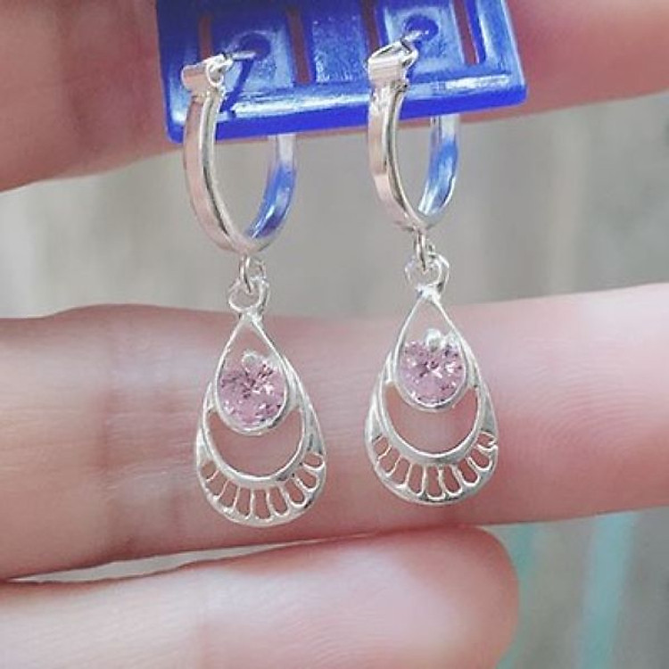 Bông tai trẻ em đá hồng