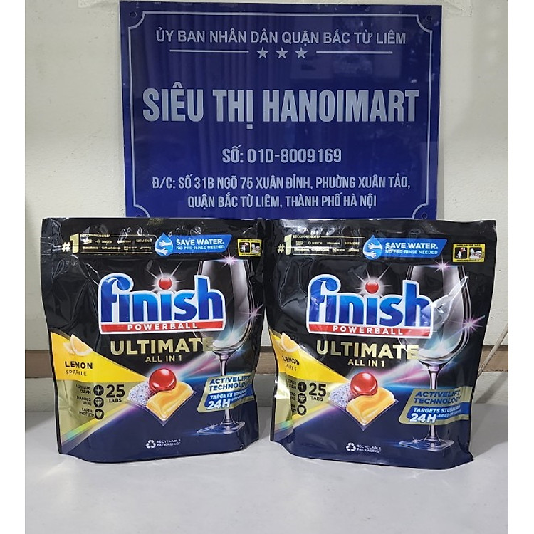 Combo 2 túi viên rửa bát Finish Quantum Ultimate 25 viên 14 chức năng trong 1