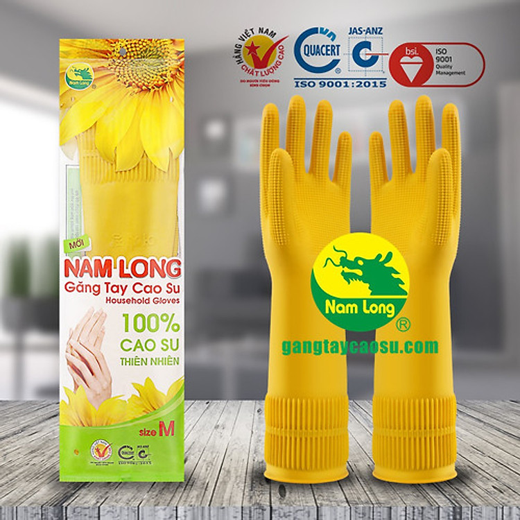 Găng tay cao su Nam Long size Dài size M (35cm) - Hàng chính hãng