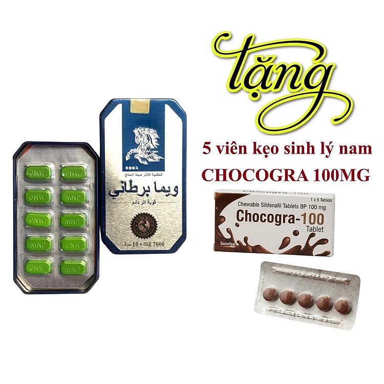 Combo 1 ngựa Thái (10 viên) tặng 5 viên kẹo sinh lý Chocogar ( Ấn Độ), tăng cường sức khỏe nam giới