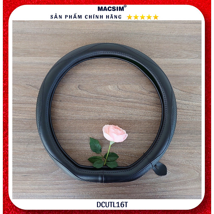 Bọc vô lăng cao cấp Macsim mã Dcut L16T-2 chất liệu da thật lõi cao su non cỡ M cho các dòng xe