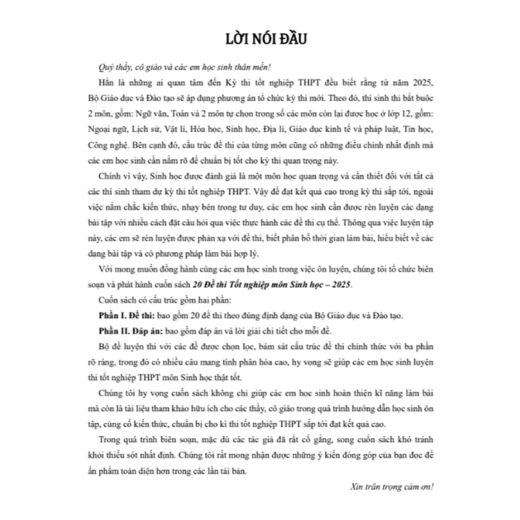 20 Đề Thi Tốt Nghiệp Môn Sinh Học (Sách Dành Cho Ôn Thi THPT Quốc Gia 2025) - Ảnh 3