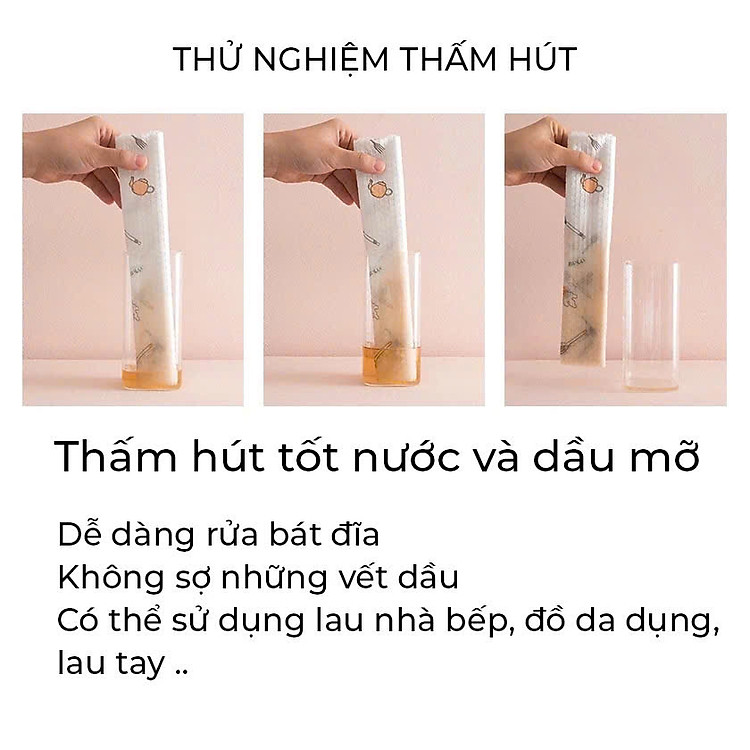 Khăn giấy cuộn đa năng lau bếp bát đĩa đồ gia dụng kích thước 20x25cm thấm hút tốt, dai khó rách, có thể tái sử dụng - Ảnh 6