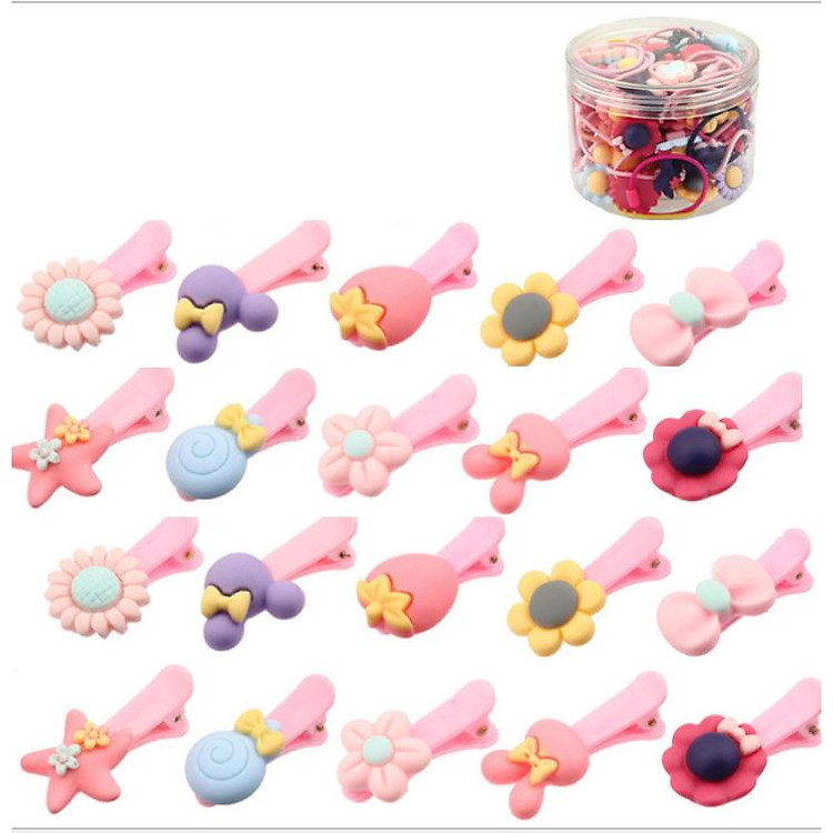 40 kẹp tóc bé gái trong hộp nhựa trong (giao màu ngẫu nhiên)