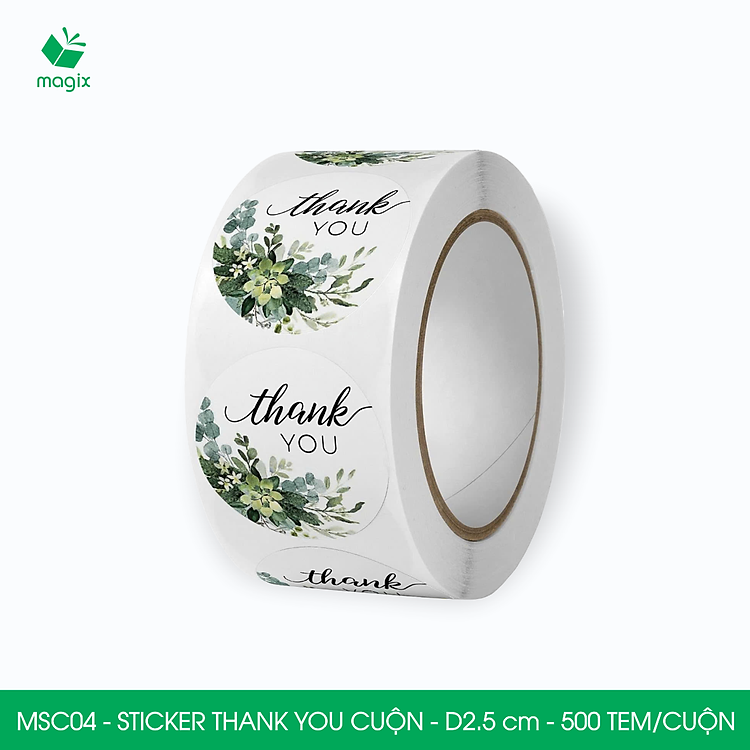 Sticker Thank You tròn (500 cái)