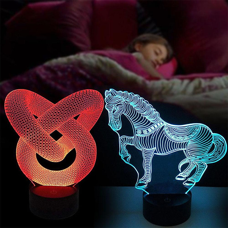 3D 7 Colors LED Lamp Base with Remote Control Night Light Base with Touch Switch for Home Decoration