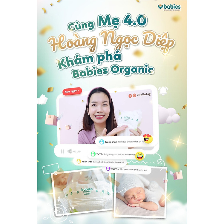 Mua Bỉm Babies Organic size NB 76 Chính hãng Ưu đãi - Hình ảnh 2