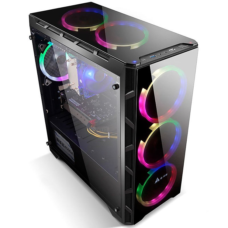Thùng máy/ Case Golden Field N55B Gaming 21+ (3 fans LED Rainbow)_ Hàng chính hãng