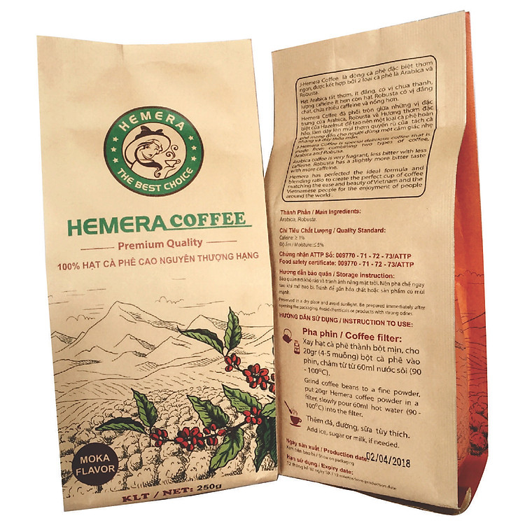 Cà phê rang xay nguyên chất 100% J- Hemera (Moka Flavor)