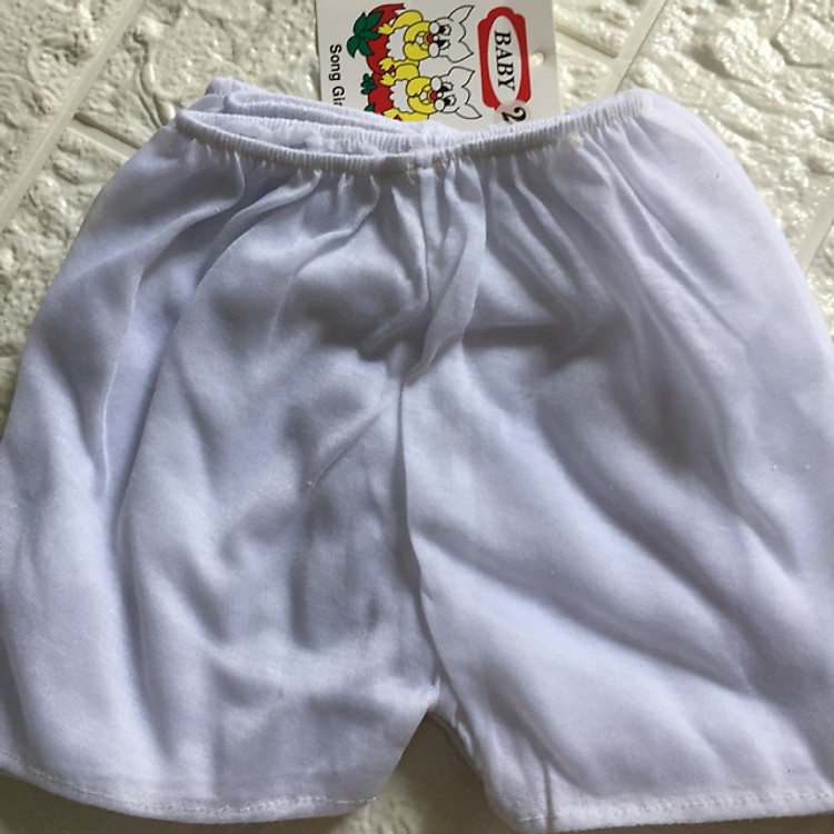 10 quần đùi trắng xô mỏng viền chỉ cho bé
