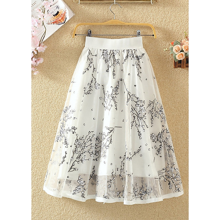 Chân váy ren hoa 2 lớp Cv17