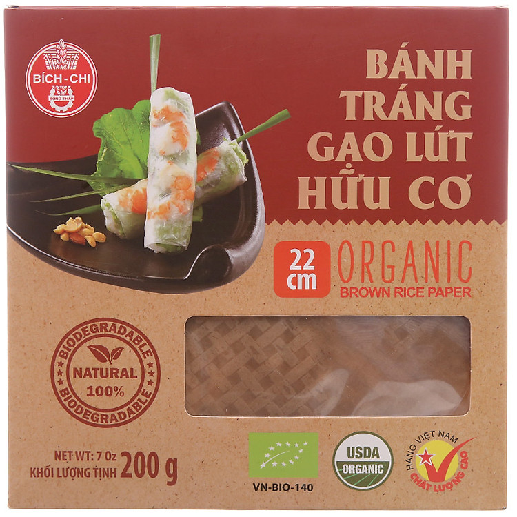Combo 3 hộp Bánh tráng gạo lứt hữu cơ Bích Chi 200g