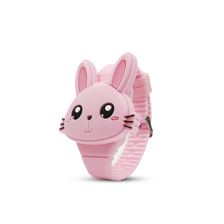 Đồng hồ thời trang trẻ em dây cao su cao cấp mặt thỏ xinh sắc màu PKHRTE012