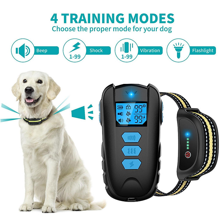 Dog Training Collar with Remote with Beep Vibration Shock Flashlight Dog Shock Collar for Small Medium Large Dogs