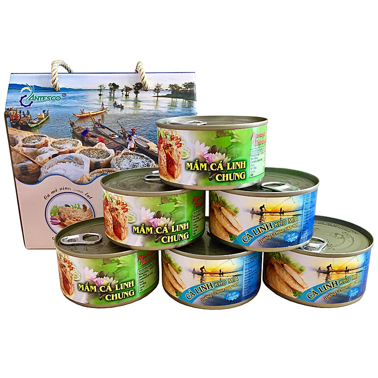 COMBO - Thùng (06 hộp) 3 hộp Mắm Cá Linh Chưng và 3 hộp Cá Linh Kho Mía - Antesco