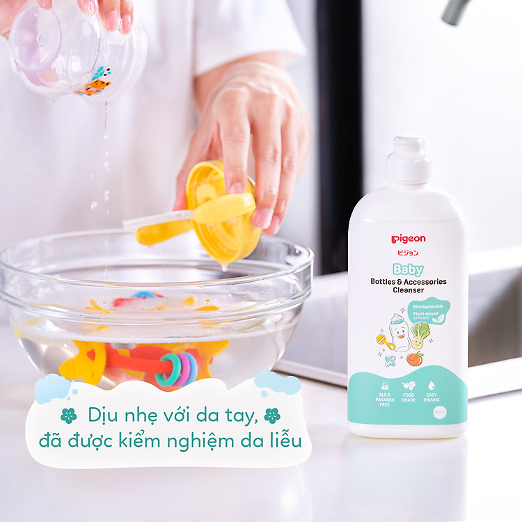 Mua Nước Rửa Bình Sữa Pigeon 450ml Chính hãng Ưu đãi - Hình ảnh 3