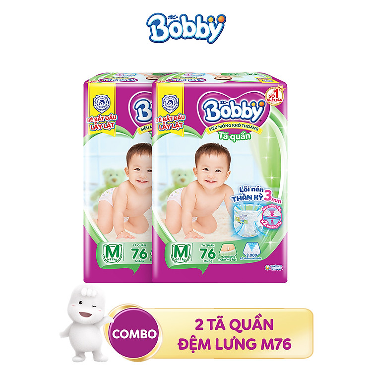 Mua tại Tiki: Bộ 2 gói Tã quần Bobby M76 Chính hãng, giá tốt