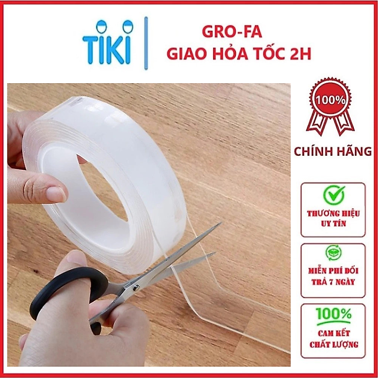 Băng keo dán nano 2 mặt siêu dính (dài 5m, rộng 3cm)