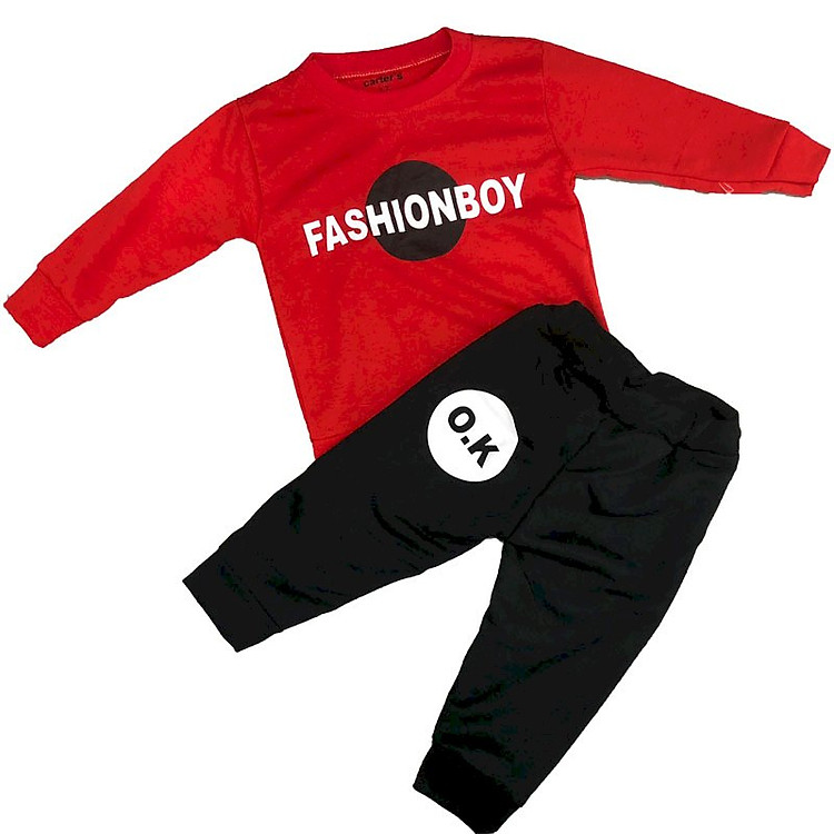 Bộ fashion boy dài tay nỉ da cá cho bé từ 1-5 tuổi