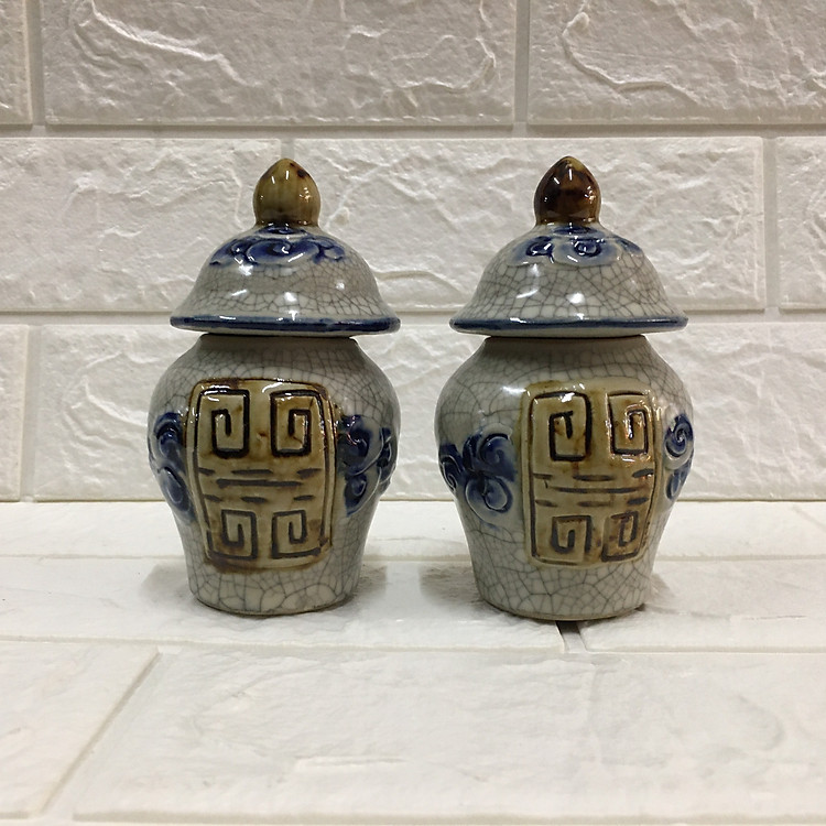 combo 2 hũ đựng gạo muối nước thờ Đk: 7cm. Cao: 12cm TP1010