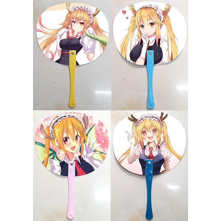 Quạt cầm tay in ảnh 2 mặt Maid Dragon - Tohru - Ảnh 2