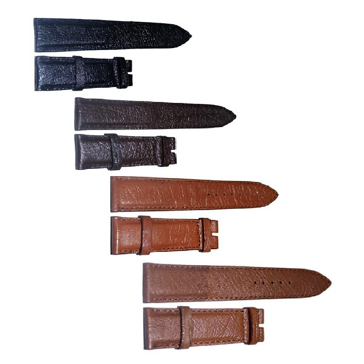 Dây đồng hồ Huy Hoàng da đà điểu da bụng size 22, 24, 26 màu đen, nâu đất, nâu đỏ, vàng bò HT8444-46-47-49