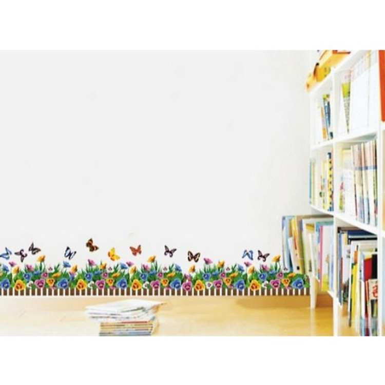 Decal dán tường chân tường hoa bướm có sẵn keo CT15