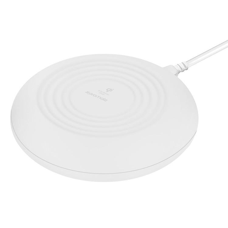 Sạc Không Dây Promate Cloud-Qi 7 Chế Độ Ánh Sáng LED - Hàng Chính Hãng (Trắng)