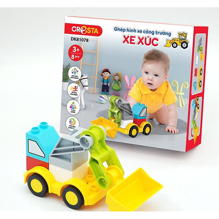 Mua tại Tiki: Đồ Chơi Xếp Hình Xe Công Trường DK81078 Chính hãng Giá rẻ