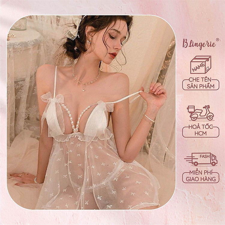 Váy Ngủ Ren Nơ Nhí (Không kèm áo choàng) - B.Lingerie