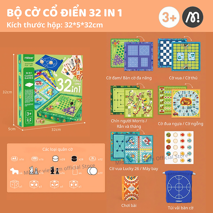 Bộ Board Game 32 In 1 Mideer Chính hãng Giá tốt - Hình ảnh 3