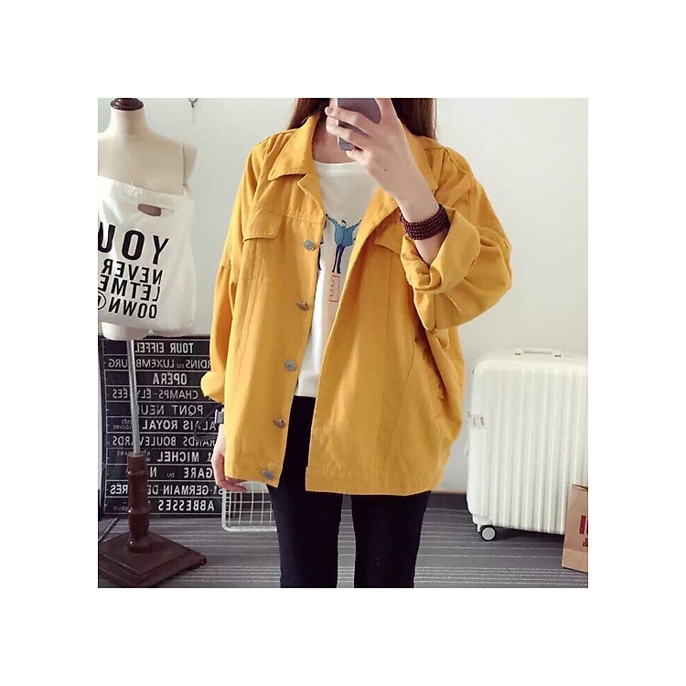 Áo Khoác Kaki Nam Nữ Màu Vàng Thời Trang Tina