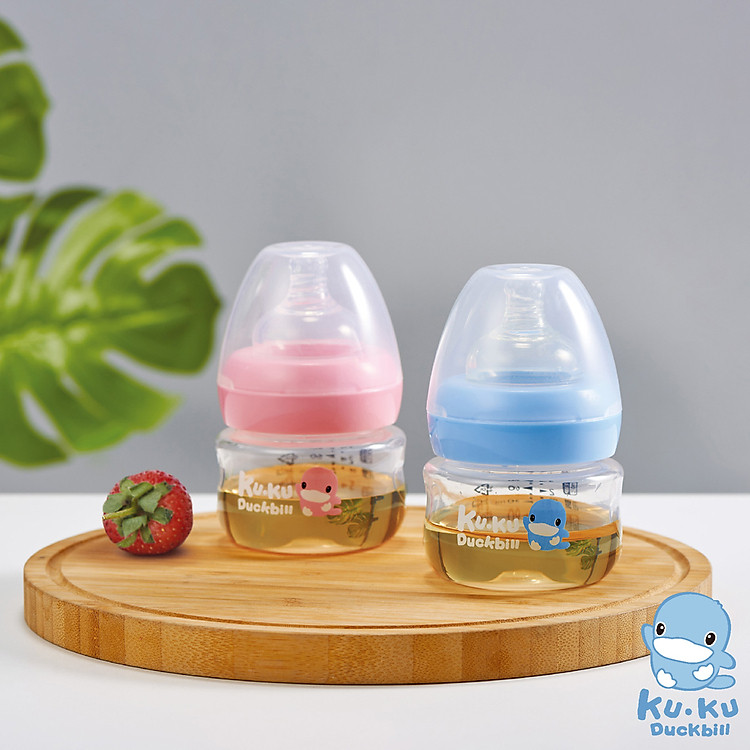 Bình Sữa Cổ Rộng Kuku 90ML Xanh Chính hãng Ưu đãi - Hình ảnh 2
