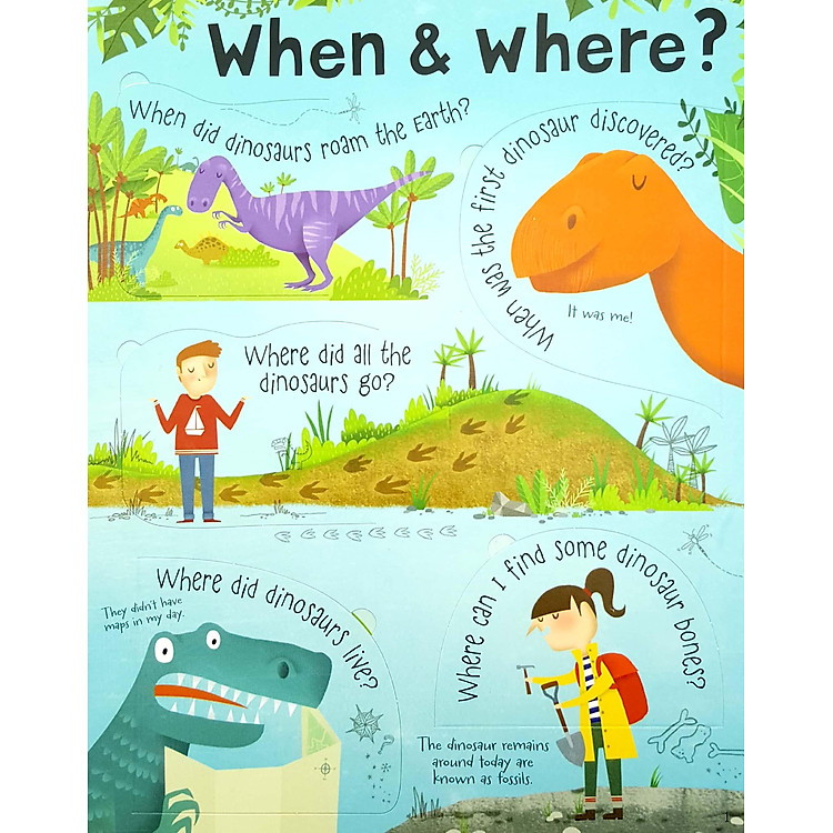 Tương Tác Tiếng Anh - Usborne Lift-the-flap Questions and Answers about Dinosaurs - Ảnh 6