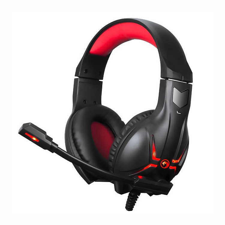 Tai nghe chụp tai chuyên game Marvo HG8928 led đỏ - nghe EDM cực tốt (Đen)