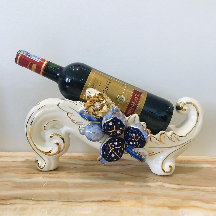 Giá đỡ vang phong cách tân cổ điển họa tiết hoa nổi làm bằng chất liệu sứ cao cấp được sử dụng trưng bày trong nhà hàng khách sạn