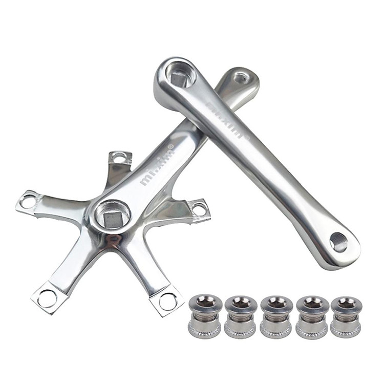 Aluminum Alloy Bike Crank Arm Set Road Mountain Bike Crank Arm Set 165mm 130 BCD with 5 Pairs Nails for BMX Road Bicycle Folding Bikes