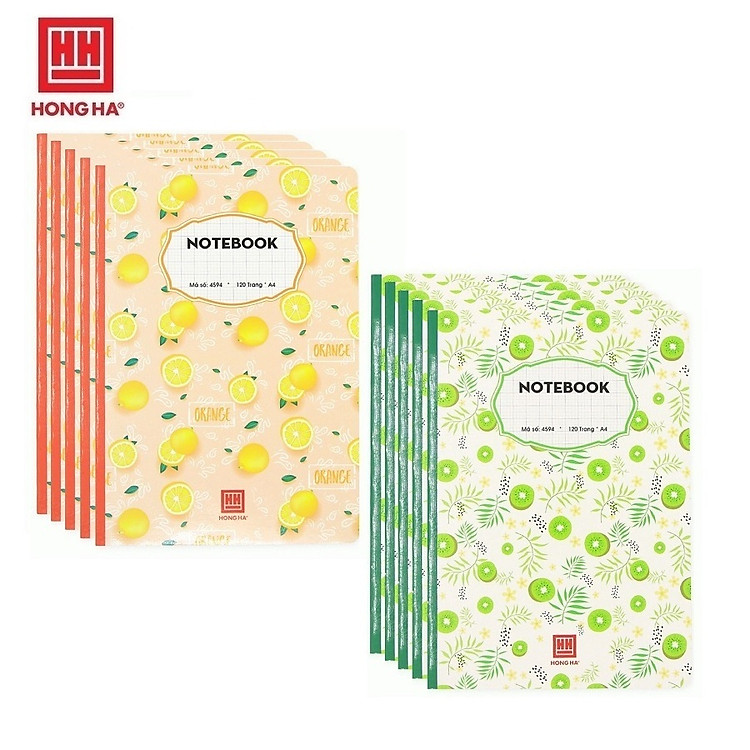 Lốc 5 quyển sổ 4 ô ly A4 Notebook Hồng Hà 4594 / 4522 - Sổ giáo án ô ly luyện viết tiếng Trung Nhật