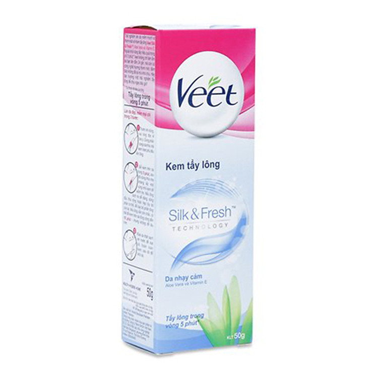 Kem Tẩy Lông Dành Cho Da Nhạy Cảm VEET Silk & Fresh Sensitive Tuýp 50g