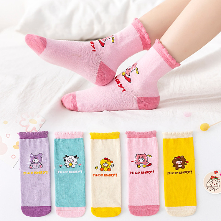 Set 5 đôi tất len cao cổ cho bé trai và bé gái nhiều màu sắc size từ 1 đến 13 tuổi