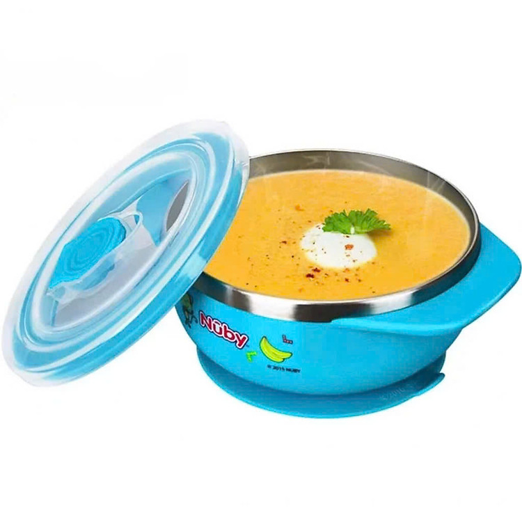 Bát ăn dặm giữ nhiệt Nuby màu xanh Chính hãng Giá rẻ