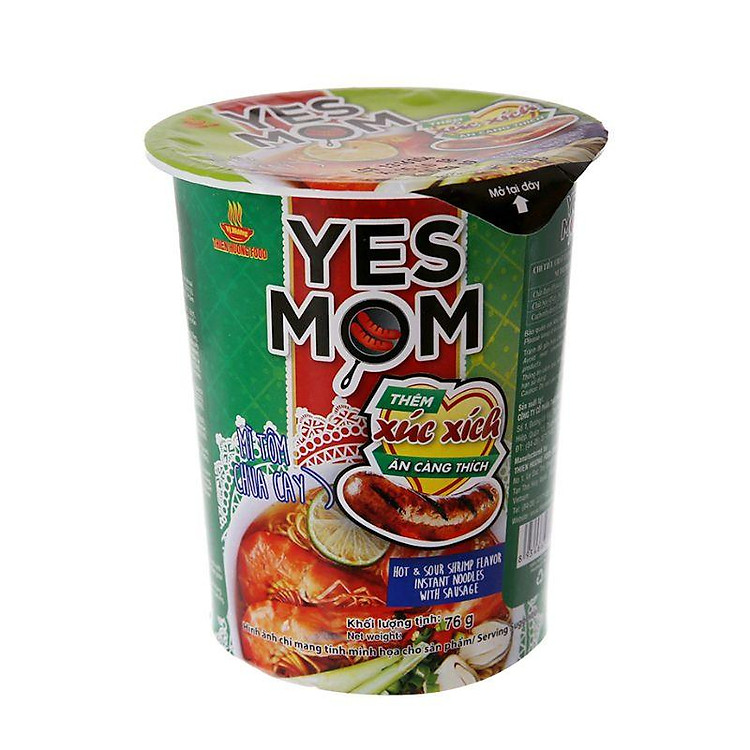 Mì Ly Yes Mom Tôm Chua Cay Có Xúc Xích 76G - 8934663192562