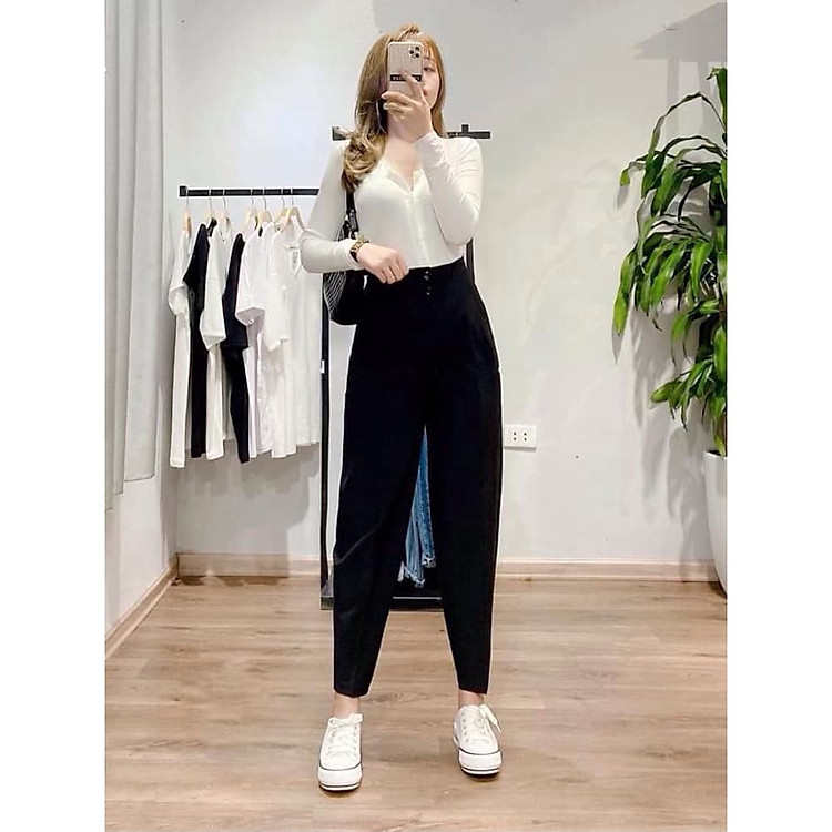 Quần baggy cạp liều 2 khuy dáng thụng